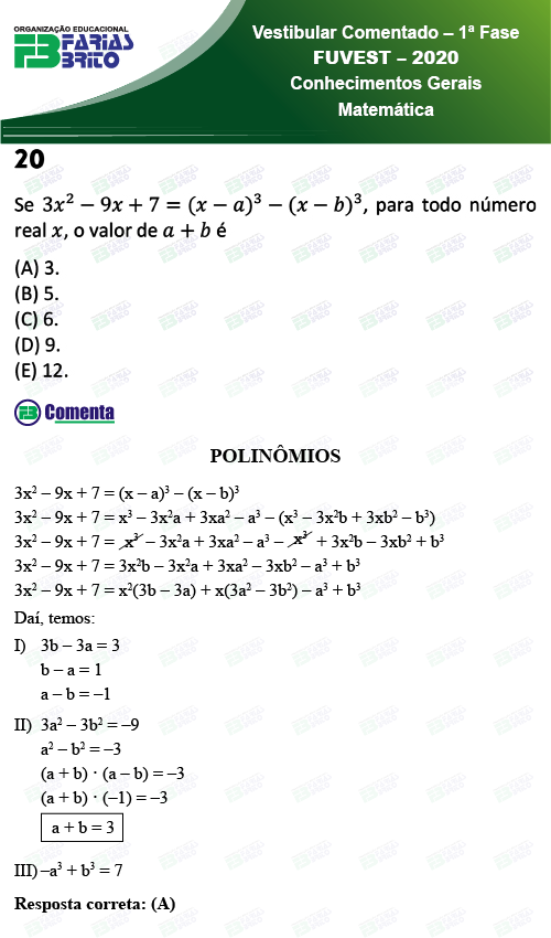 Prova FUVEST 2020 – Português – Resolução Comentada